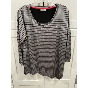 SYMPLE NYC GRAY‎ STRIPED SHIRT L ASYMMETRICAL HEM